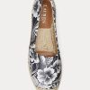 Valkoinen/musta naisten Ralph Lauren Cameryn III kukkainen nahkainen Espadrille Valkoinen/musta naisten Ralph Lauren Cameryn III kukkainen nahkainen Espadrille