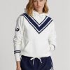 Valkoinen naisten Ralph Lauren Australian Open Cricket Fleece -huppari