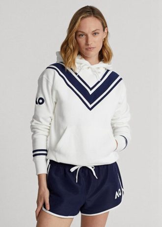 Valkoinen naisten Ralph Lauren Australian Open Cricket Fleece -huppari Valkoinen naisten Ralph Lauren Australian Open Cricket Fleece -huppari