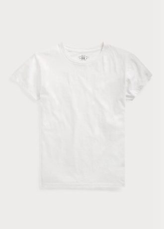 Valkoinen naisten Ralph Lauren Cotton Jersey Crewneck T-paidat