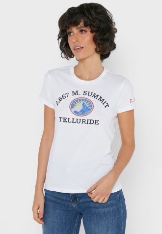 Valkoinen naisten Ralph Lauren Crew Neck Graphic T-paidat