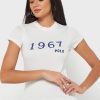 Valkoinen naisten Ralph Lauren Crew Neck Graphic T-paidat Valkoinen naisten Ralph Lauren Crew Neck Graphic T-paidat
