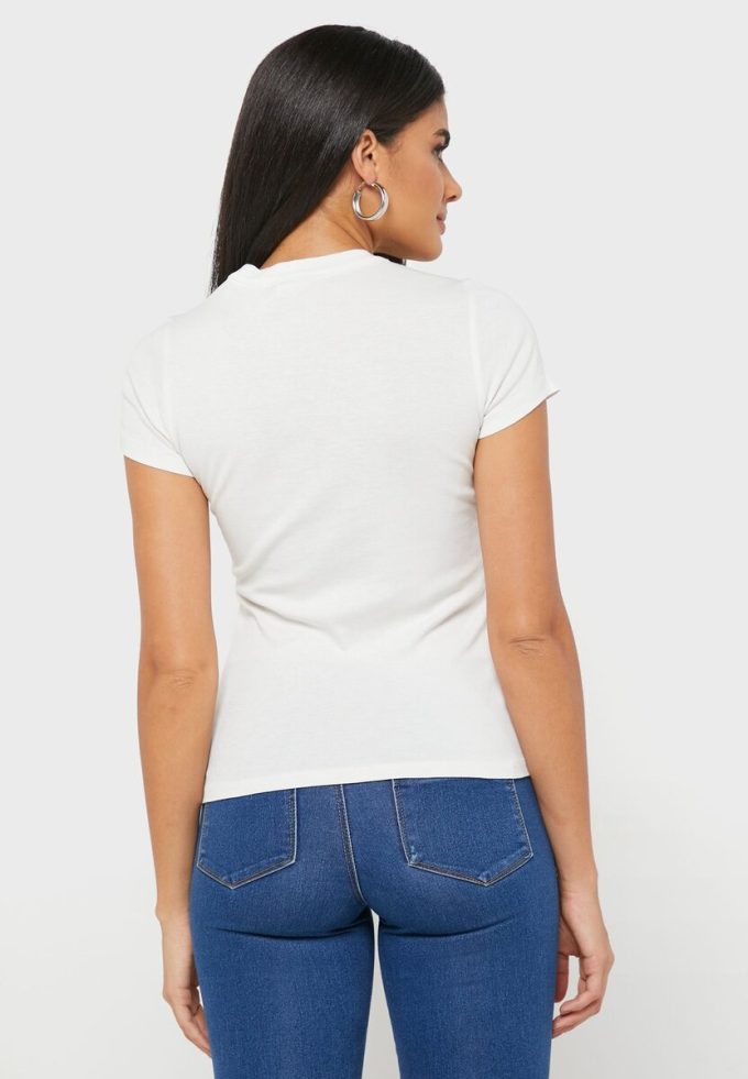 Valkoinen naisten Ralph Lauren Crew Neck Graphic T-paidat Valkoinen naisten Ralph Lauren Crew Neck Graphic T-paidat