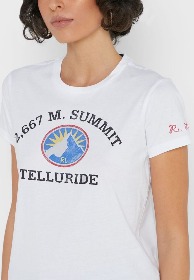 Valkoinen naisten Ralph Lauren Crew Neck Graphic T-paidat Valkoinen naisten Ralph Lauren Crew Neck Graphic T-paidat