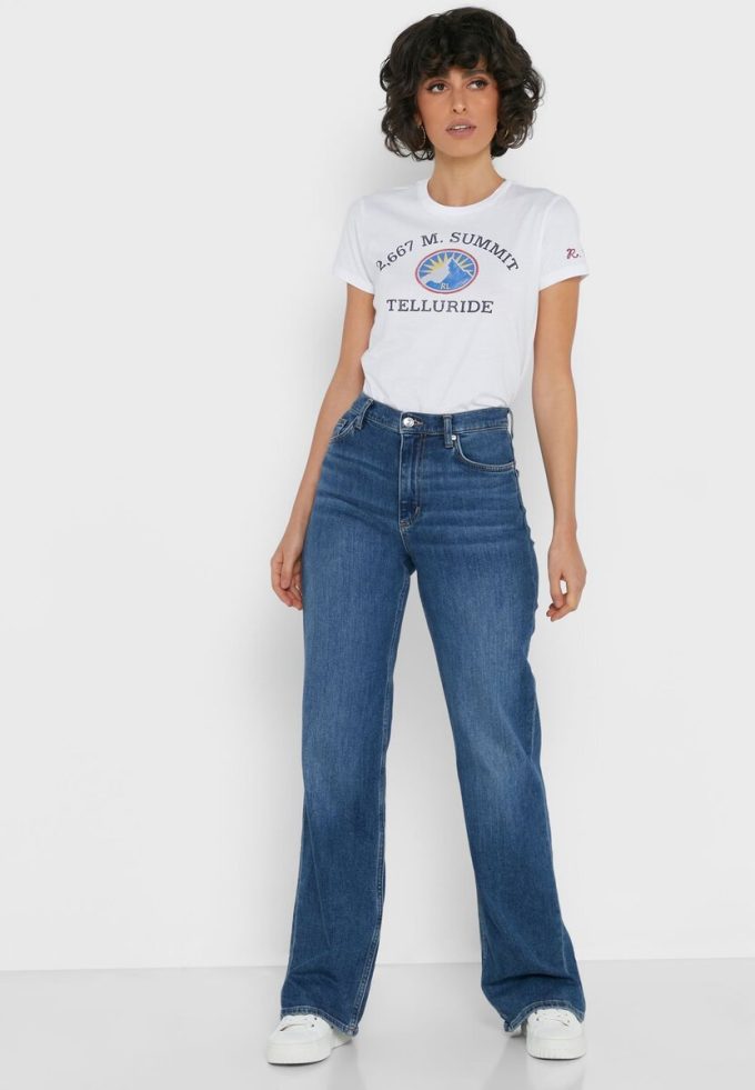 Valkoinen naisten Ralph Lauren Crew Neck Graphic T-paidat Valkoinen naisten Ralph Lauren Crew Neck Graphic T-paidat