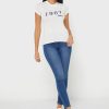 Valkoinen naisten Ralph Lauren Crew Neck Graphic T-paidat Valkoinen naisten Ralph Lauren Crew Neck Graphic T-paidat