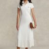 Valkoinen naisten Ralph Lauren Eyelet Stretch Cotton Mesh -mekko Valkoinen naisten Ralph Lauren Eyelet Stretch Cotton Mesh -mekko