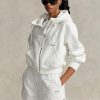 Valkoinen naisten Ralph Lauren Fleece Full-zip Dolman-hihainen huppari Valkoinen naisten Ralph Lauren Fleece Full-zip Dolman-hihainen huppari