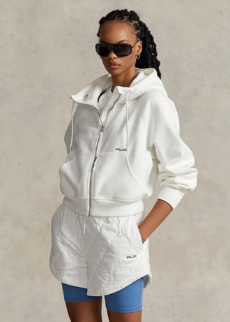 Valkoinen naisten Ralph Lauren Fleece Full-zip Dolman-hihainen huppari Valkoinen naisten Ralph Lauren Fleece Full-zip Dolman-hihainen huppari