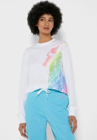 Valkoinen naisten Ralph Lauren Graphic T-paidat