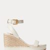 Valkoinen naisten Ralph Lauren Hilarie Nahkainen Espadrille