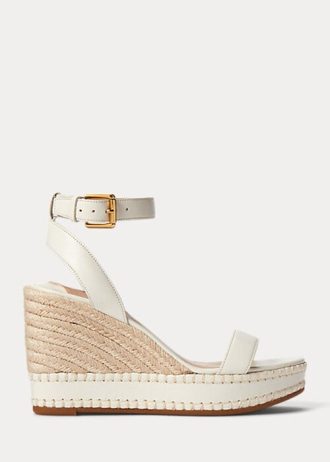 Valkoinen naisten Ralph Lauren Hilarie Nahkainen Espadrille