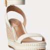 Valkoinen naisten Ralph Lauren Hilarie Nahkainen Espadrille