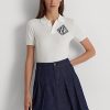 Valkoinen naisten Ralph Lauren Jersey poolopaidat Valkoinen naisten Ralph Lauren Jersey poolopaidat