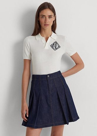 Valkoinen naisten Ralph Lauren Jersey poolopaidat