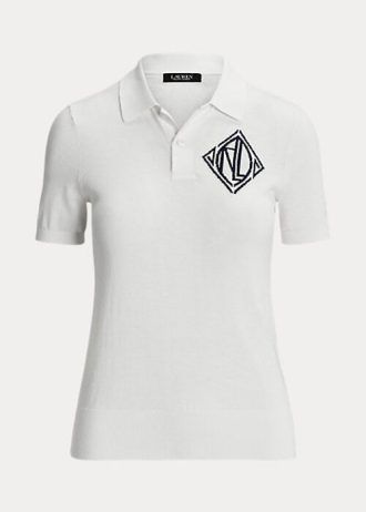 Valkoinen naisten Ralph Lauren Jersey poolopaidat