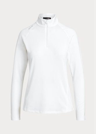 Valkoinen naisten Ralph Lauren Jersey Quarter-vetoketjullinen villapaita Valkoinen naisten Ralph Lauren Jersey Quarter-vetoketjullinen villapaita