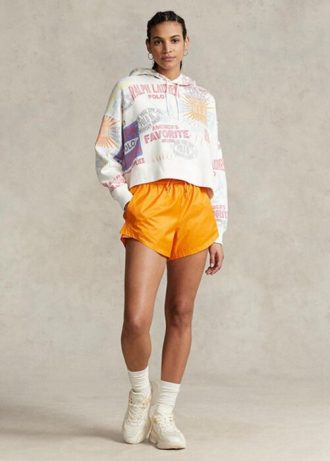 Valkoinen naisten Ralph Lauren Logo Graphic Oversize fleecehuppari Valkoinen naisten Ralph Lauren Logo Graphic Oversize fleecehuppari