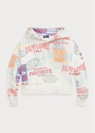 Valkoinen naisten Ralph Lauren Logo Graphic Oversize fleecehuppari Valkoinen naisten Ralph Lauren Logo Graphic Oversize fleecehuppari