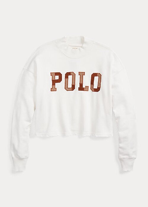Valkoinen naisten Ralph Lauren -logoinen oversize-puuvillapusero Valkoinen naisten Ralph Lauren -logoinen oversize-puuvillapusero