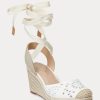 Valkoinen naisten Ralph Lauren Paislee Eyelet Nappa Leather Espadrille