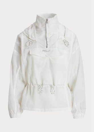 Valkoinen naisten Ralph Lauren pakattava läpikuultava Ripstop tuulitakki Valkoinen naisten Ralph Lauren pakattava läpikuultava Ripstop tuulitakki