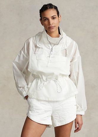 Valkoinen naisten Ralph Lauren pakattava Ripstop tuulitakki Valkoinen naisten Ralph Lauren pakattava Ripstop tuulitakki