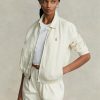 Valkoinen naisten Ralph Lauren pellava tuulitakki Valkoinen naisten Ralph Lauren pellava tuulitakki