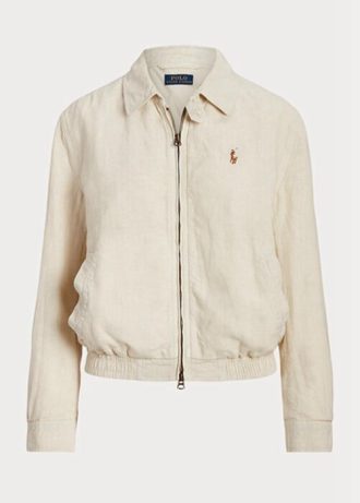 Valkoinen naisten Ralph Lauren pellava tuulitakki Valkoinen naisten Ralph Lauren pellava tuulitakki