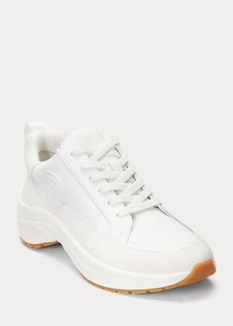 Valkoinen naisten Ralph Lauren Reaghan Nahka & Suede tennarit Valkoinen naisten Ralph Lauren Reaghan Nahka & Suede tennarit