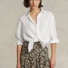 Valkoinen naisten Ralph Lauren Relaxed Fit pellavapaidat Valkoinen naisten Ralph Lauren Relaxed Fit pellavapaidat