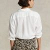Valkoinen naisten Ralph Lauren Relaxed Fit pellavapaidat Valkoinen naisten Ralph Lauren Relaxed Fit pellavapaidat