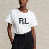Valkoinen Naisten Ralph Lauren Rl Logo Jersey T-paidat Valkoinen Naisten Ralph Lauren Rl Logo Jersey T-paidat