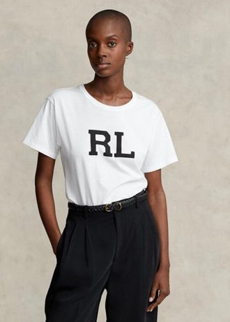 Valkoinen Naisten Ralph Lauren Rl Logo Jersey T-paidat