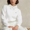 Valkoinen naisten Ralph Lauren Shrunken Fit fleecehuppari Valkoinen naisten Ralph Lauren Shrunken Fit fleecehuppari