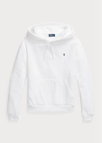 Valkoinen naisten Ralph Lauren Shrunken Fit fleecehuppari