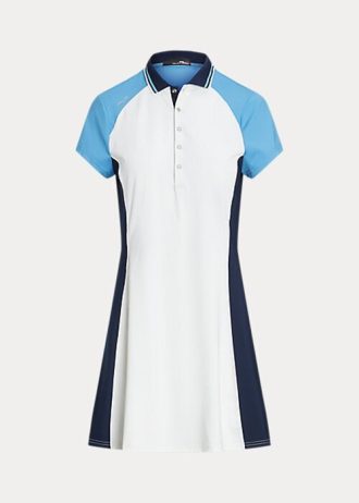 Valkoinen/sininen naisten Ralph Lauren -värinen Stretch Jersey -mekko