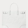Valkoinen/valkoinen naisten Ralph Lauren Eyelet Canvas -suuret Devyn-kangaskassit