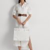 Valkoinen/valkoinen naisten Ralph Lauren Eyelet Canvas -suuret Devyn-kangaskassit