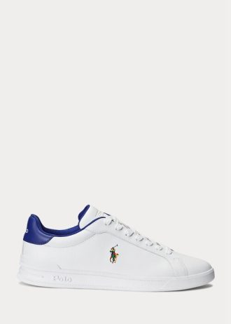 Valkoiset / kuninkaalliset miesten Ralph Lauren Heritage Court II -nahkaiset tennarit Valkoiset / kuninkaalliset miesten Ralph Lauren Heritage Court II -nahkaiset tennarit