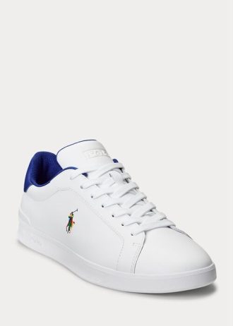 Valkoiset / kuninkaalliset miesten Ralph Lauren Heritage Court II -nahkaiset tennarit Valkoiset / kuninkaalliset miesten Ralph Lauren Heritage Court II -nahkaiset tennarit