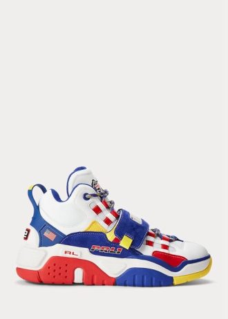 Valkoiset / kuninkaalliset miesten Ralph Lauren PS100 korkeat tennarit Valkoiset / kuninkaalliset miesten Ralph Lauren PS100 korkeat tennarit