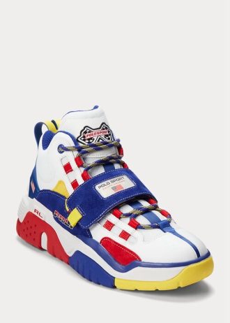 Valkoiset / kuninkaalliset miesten Ralph Lauren PS100 korkeat tennarit Valkoiset / kuninkaalliset miesten Ralph Lauren PS100 korkeat tennarit