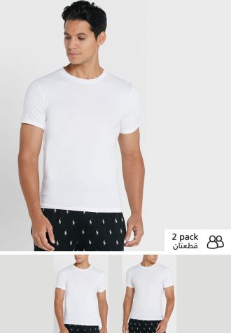 Valkoiset miesten Ralph Lauren 2 Pack Essential Crew Neck T-paidat
