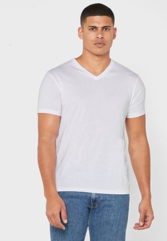 Valkoiset miesten Ralph Lauren 2 Pack Essential V-kaula T-paidat