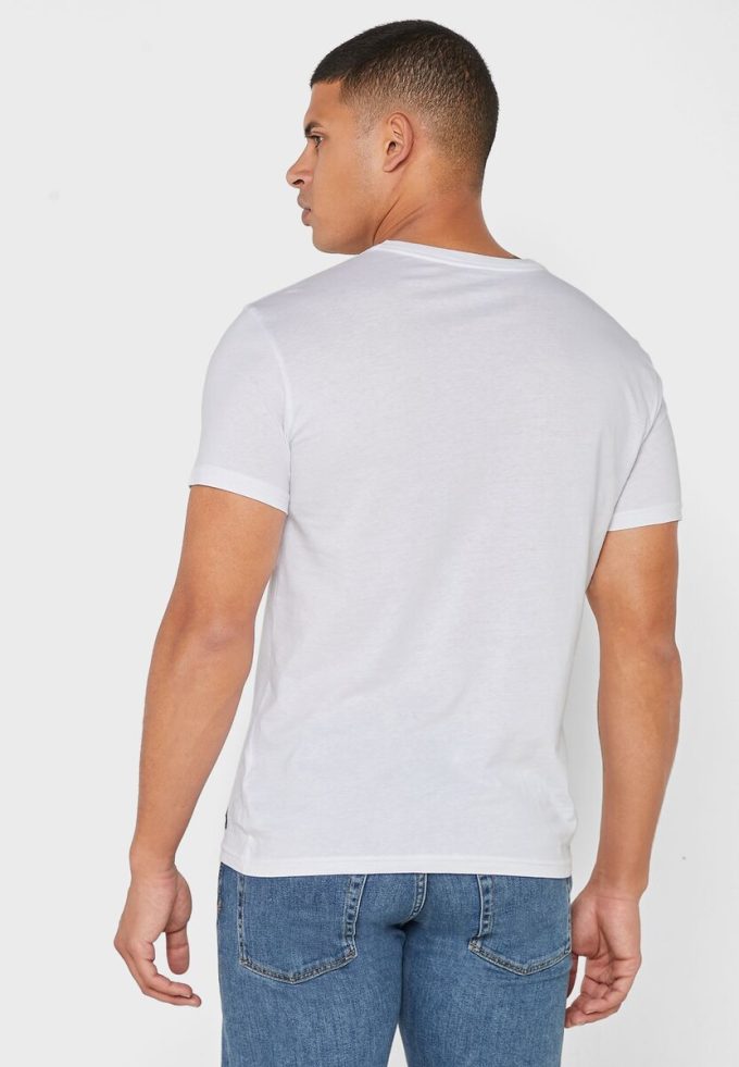 Valkoiset miesten Ralph Lauren 2 Pack Essential V-kaula T-paidat Valkoiset miesten Ralph Lauren 2 Pack Essential V-kaula T-paidat