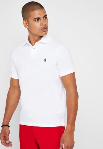 Valkoiset Miesten Ralph Lauren Basic Mesh -poolopaidat Valkoiset Miesten Ralph Lauren Basic Mesh -poolopaidat