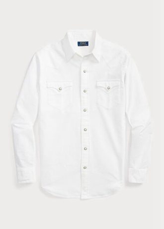 Valkoiset miesten Ralph Lauren Classic Fit Oxford Western paidat Valkoiset miesten Ralph Lauren Classic Fit Oxford Western paidat