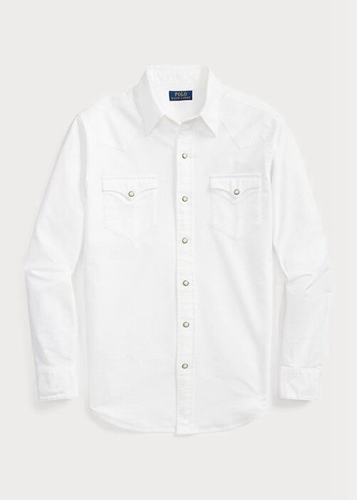 Valkoiset miesten Ralph Lauren Classic Fit Oxford Western paidat Valkoiset miesten Ralph Lauren Classic Fit Oxford Western paidat
