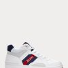 Valkoiset miesten Ralph Lauren Court Mid Pro -lenkkarit Valkoiset miesten Ralph Lauren Court Mid Pro -lenkkarit